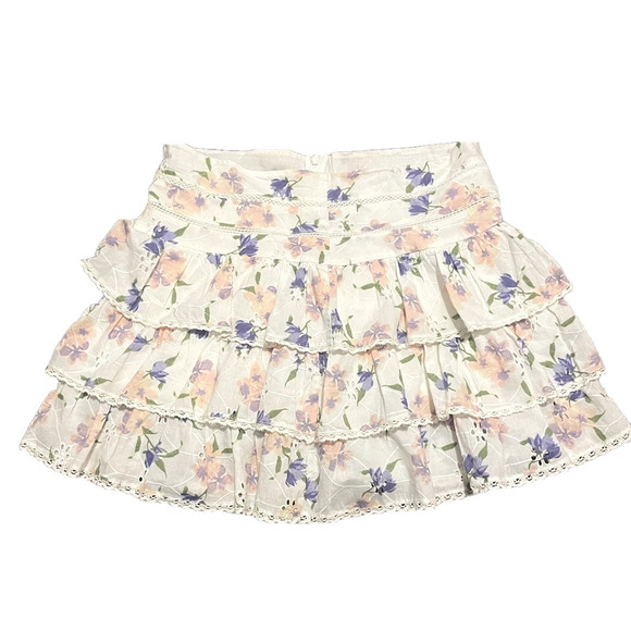 NWT Zara Skirt Womens XL Floral Tiered Ruffles Eyelet Lace Boho Cottage Festival - Picture 9 of 15
